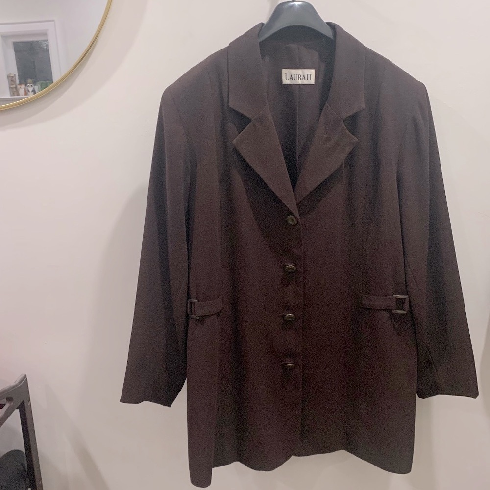 🕰️ STUNNING vintage 80s oversized brown blazer jacket